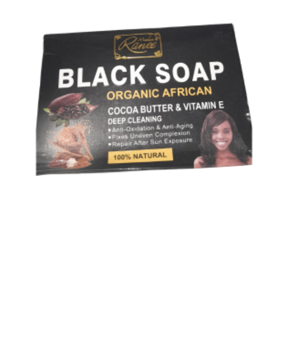 Organic African Black Soap with Cocoa Butter & Vitamin E-120g